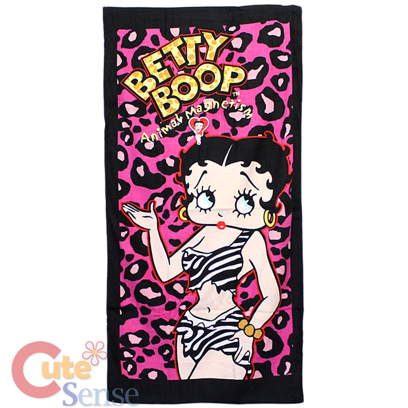 Betty Boop Bath Beach Towel Animal Magnetism Pink Leopard Cotton 30 x 60