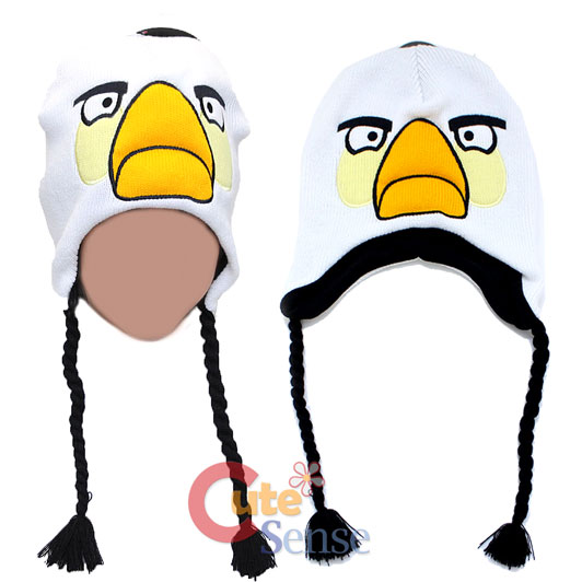 Angry Birds White Peru Knitted Lapland Hat Beanie With Ear Flap Teen To Adult Ebay
