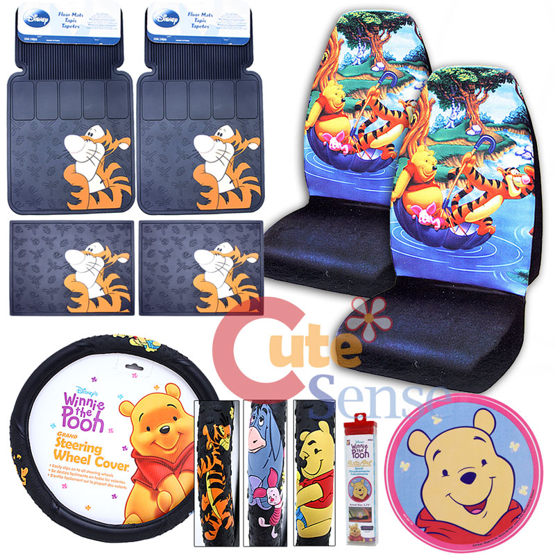 Winnie The Pooh Friends Car Seat Covers Accessories Tigger Floor Mat 8PC Set