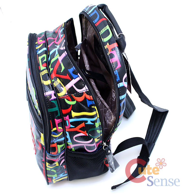 Betty Boop Laptop Bag School Large Backpack Leather Rainbow Typo Black