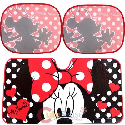 Disney Minnie Mouse Windshield RARE Window Sun Shade 3pc Set Auto Accessories